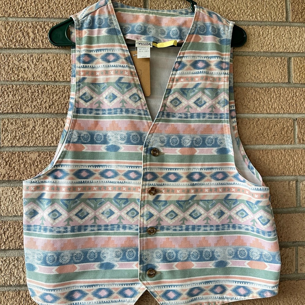 Blue and Pink Geometric Boxy Top